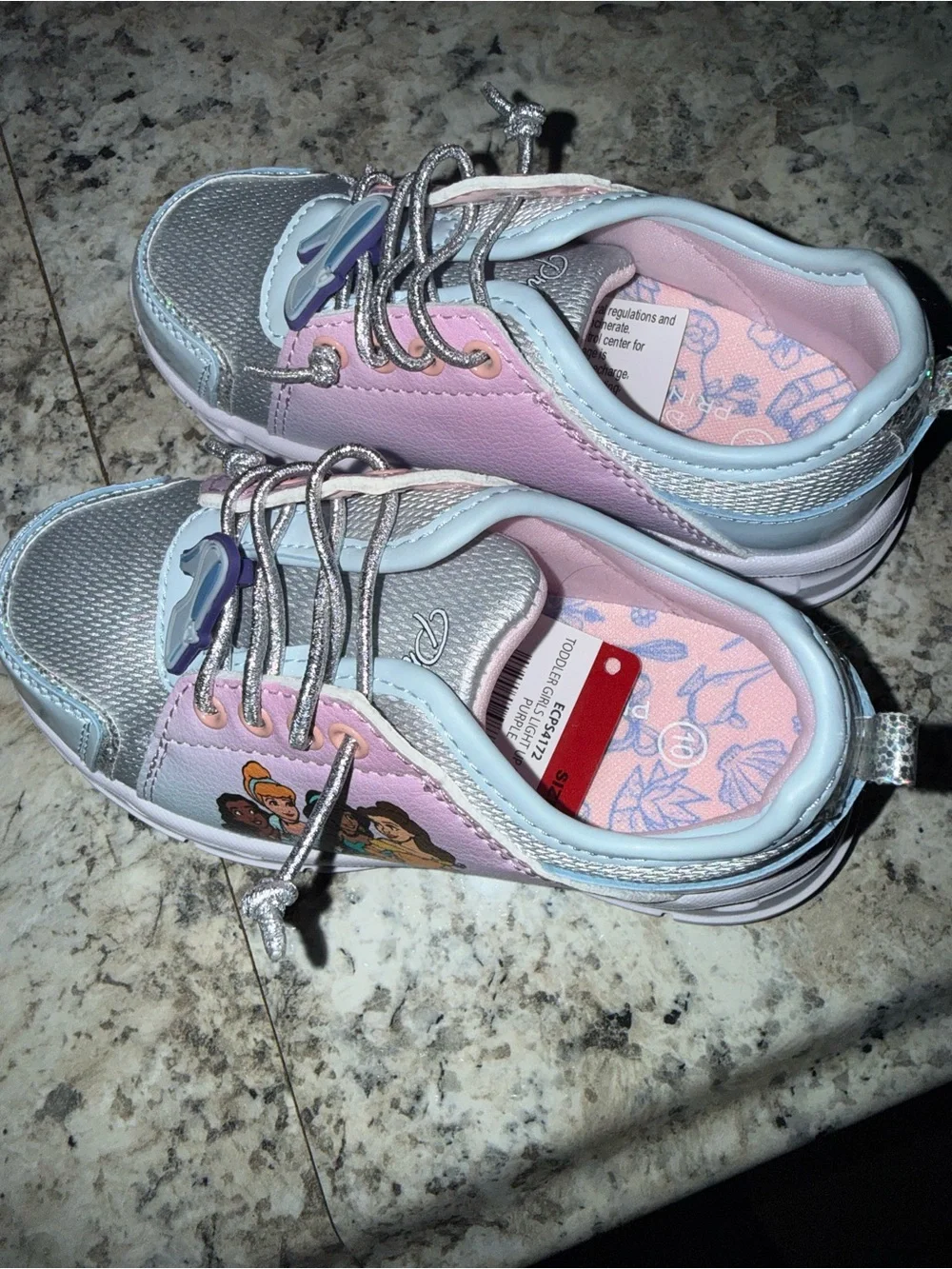 Kids Pink and Silver Light-Up princess Sneakers - Size 10